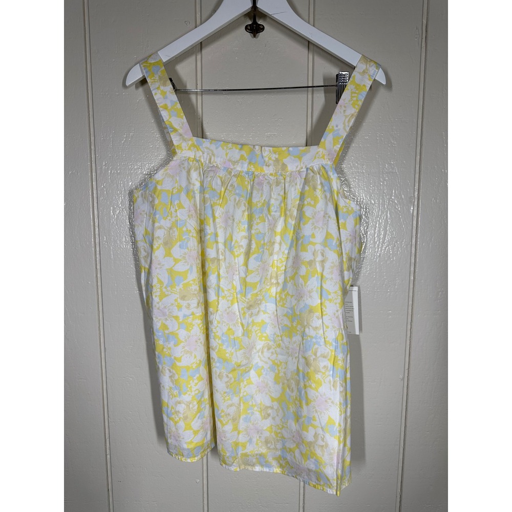 The Nines by Hatch Tank Top Women L Yellow Floral Maternity Sleeveless Blouse